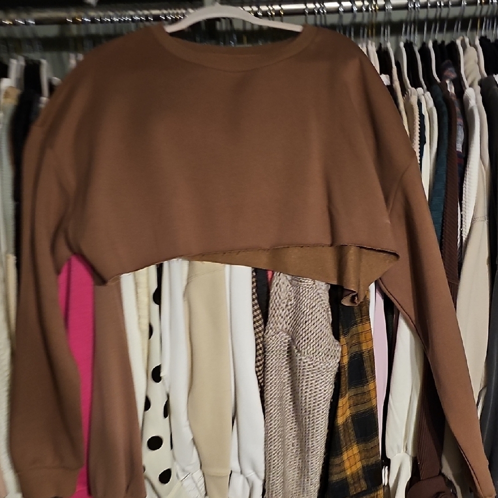 Casual Brown Crew Neck Sweater